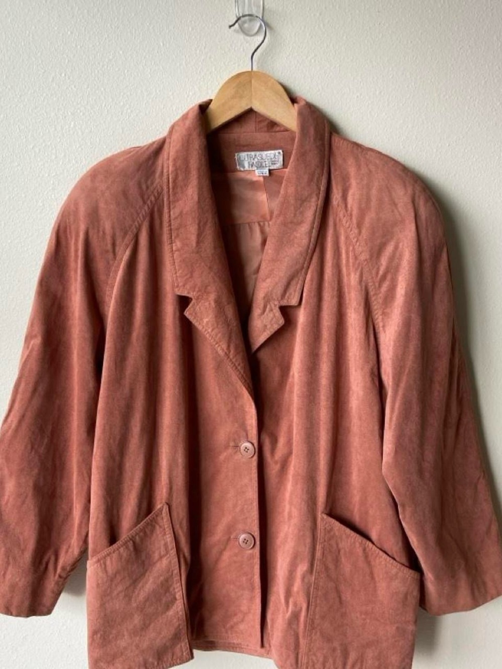 Vintage Women's Dusty Rose Suede Blazer - Relaxed Notch Collar - Picture 2 of 7
